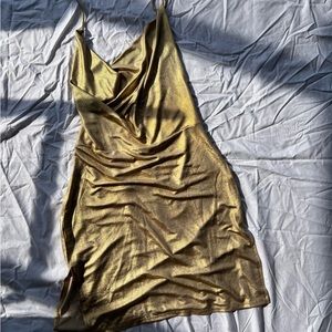 FashionNova Gold Metallic Mini Dress